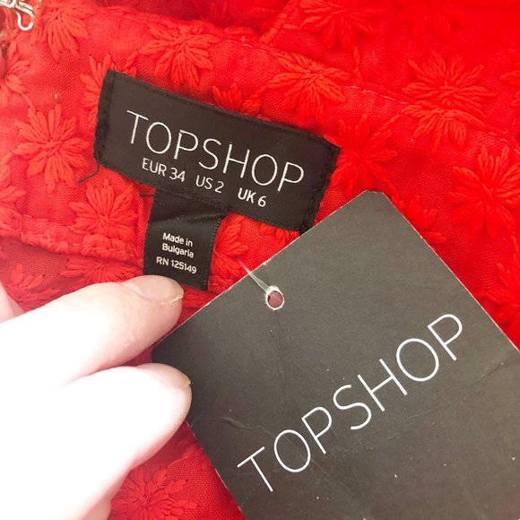 NWOT Topshop Fully Embroidered Babydoll Dress - 2 - Picture 2 of 5